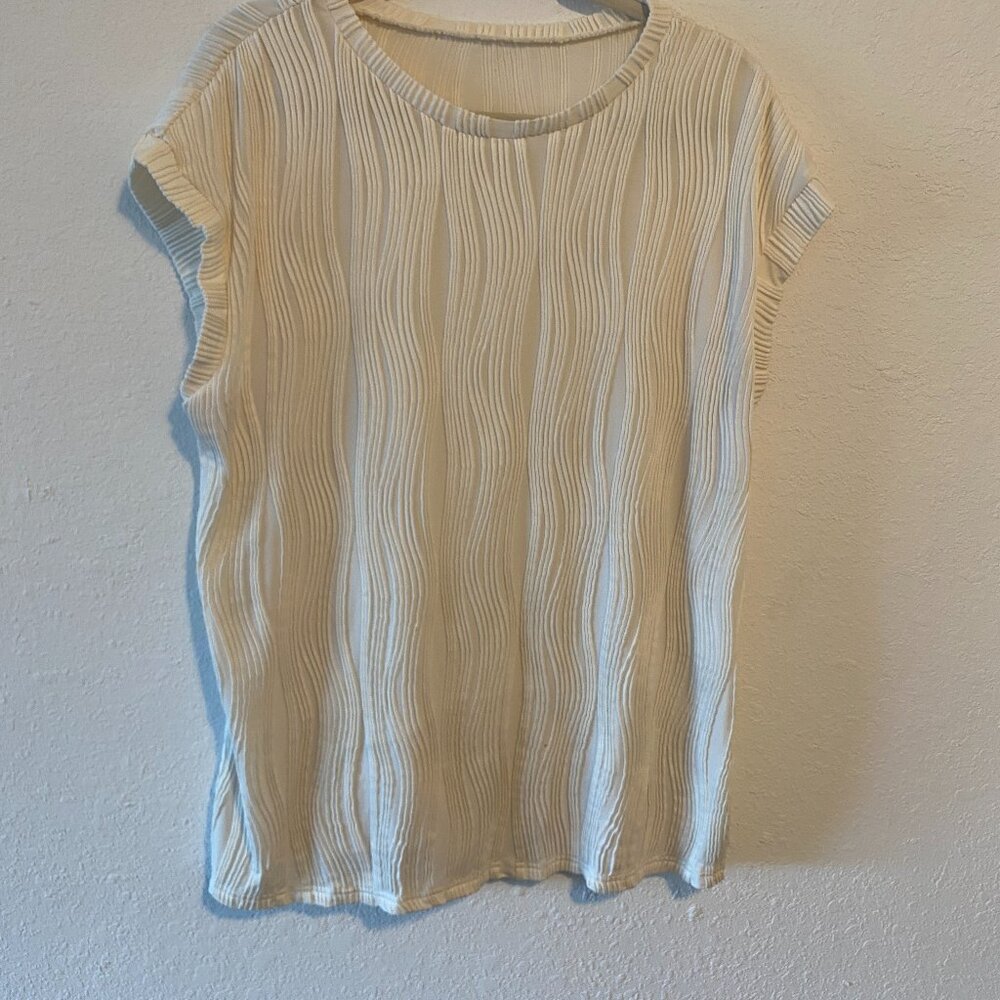 IVORY CAP SLEEVE CREWNECK TOP 2XL